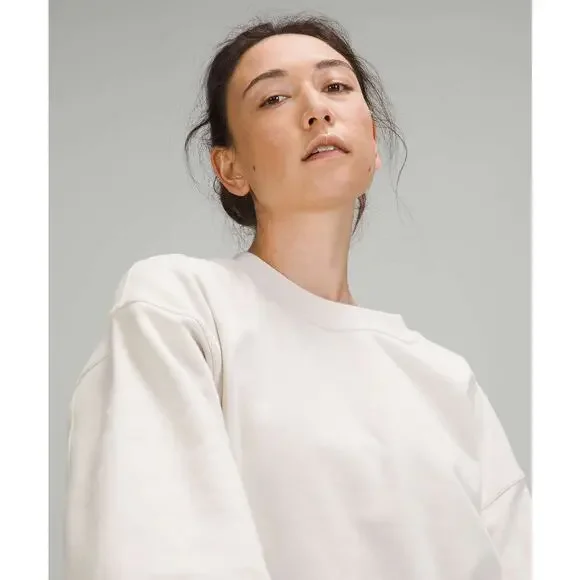 Lululemon Softstreme Perfectly Oversized Cropped Crew White Opal - Picture 3 of 9